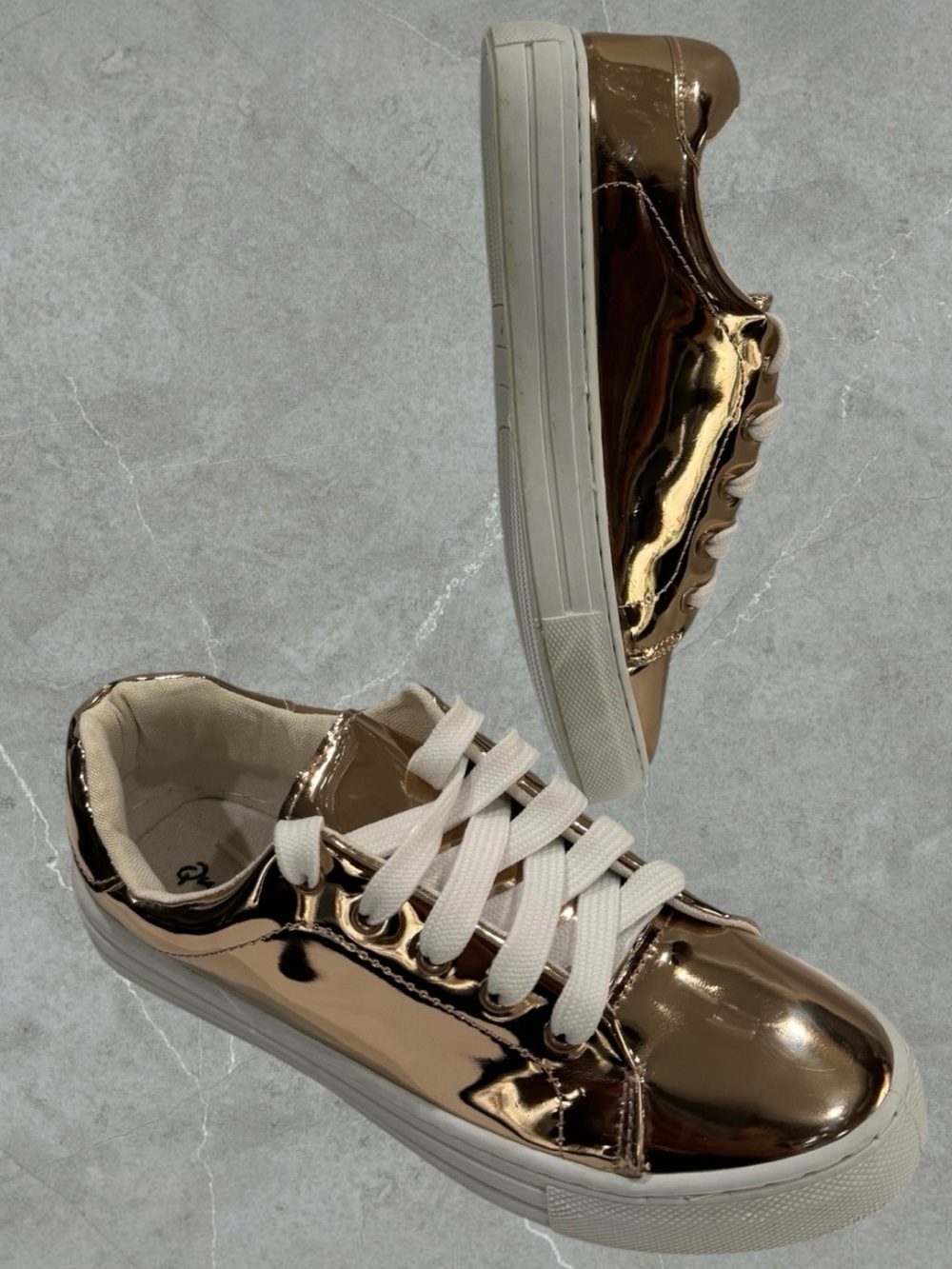 2 for $30 | Statement Rose Gold Metallic Low-Top Sneakers - Picture 8 of 16